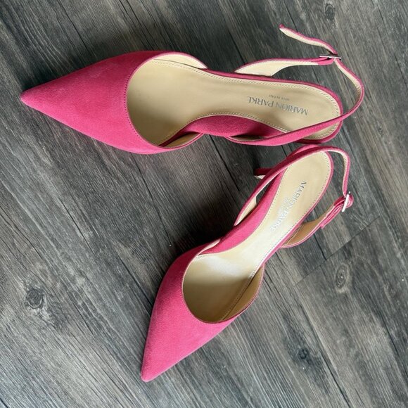 Marion Parke Shoes - Marion Parke Fuscia Suede Slingback Pointed Toe Heels
